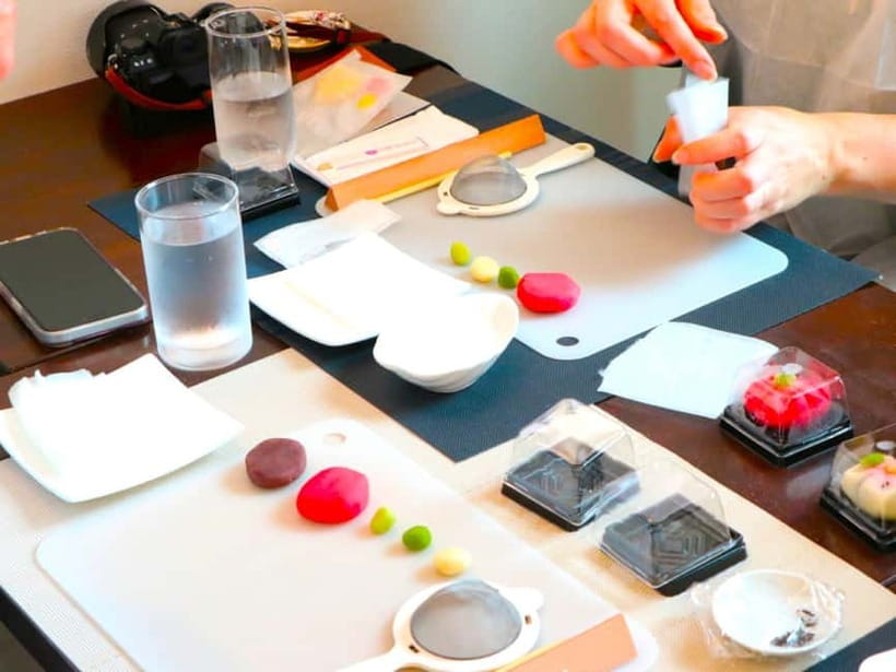 At an Antique Shop, Tea Ceremony and Japanese Sweets Forming - Making nerikiri from colored mochi dough