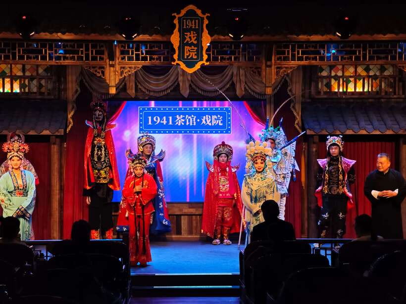 Chongqing 1941 theatre: Tea Art Performance with Folk Art - Tea first, then a compact folk-art sampler
