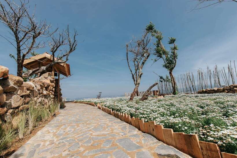 Da Lat: Sunrise Panorama, Green Tea Hill and Strawberry Farm - Breakfast and valley views at Loi Cua Gio