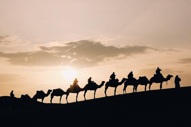 Desert Sunset Camel Ride With Free Tea in The Desert Camp - Mounting up for the sunset ride