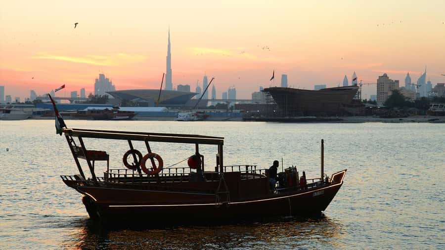 Dubai: Sunset Cruise on Traditional Boat & Emirati High Tea - What the canal route gives you to see