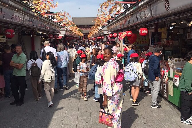 Kimono and Tea Ceremony in Asakusa Private Food Tour With Guide - Nakamise Street: snacks, souvenirs, and a busy approach