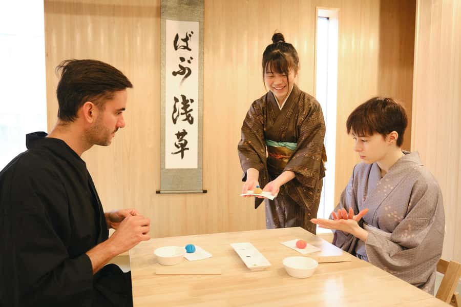 Tokyo, Asakusa: Tea Ceremony and Sweets Making Class - Putting on a Kimono in Asakusa