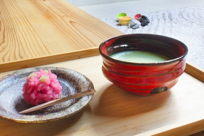 Zen Garden Making and Matcha Tasting in Handmade Pottery Shop - Matcha and wagashi beside your finished design